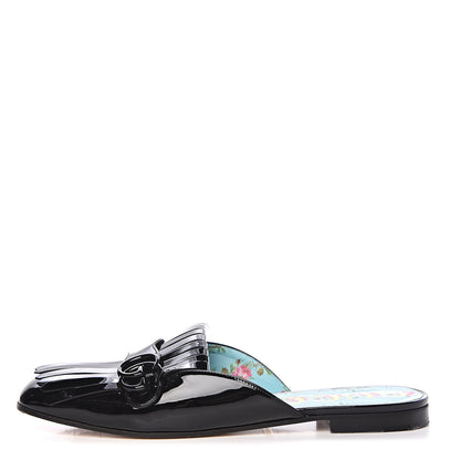 Gucci Vernice Crystal GG Marmont Fringe Slippers 42 Black 1 of 15