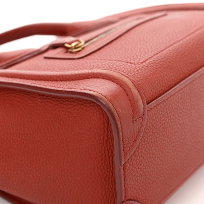 Celine Drummed Calfskin Nano Luggage Red 9 of 17