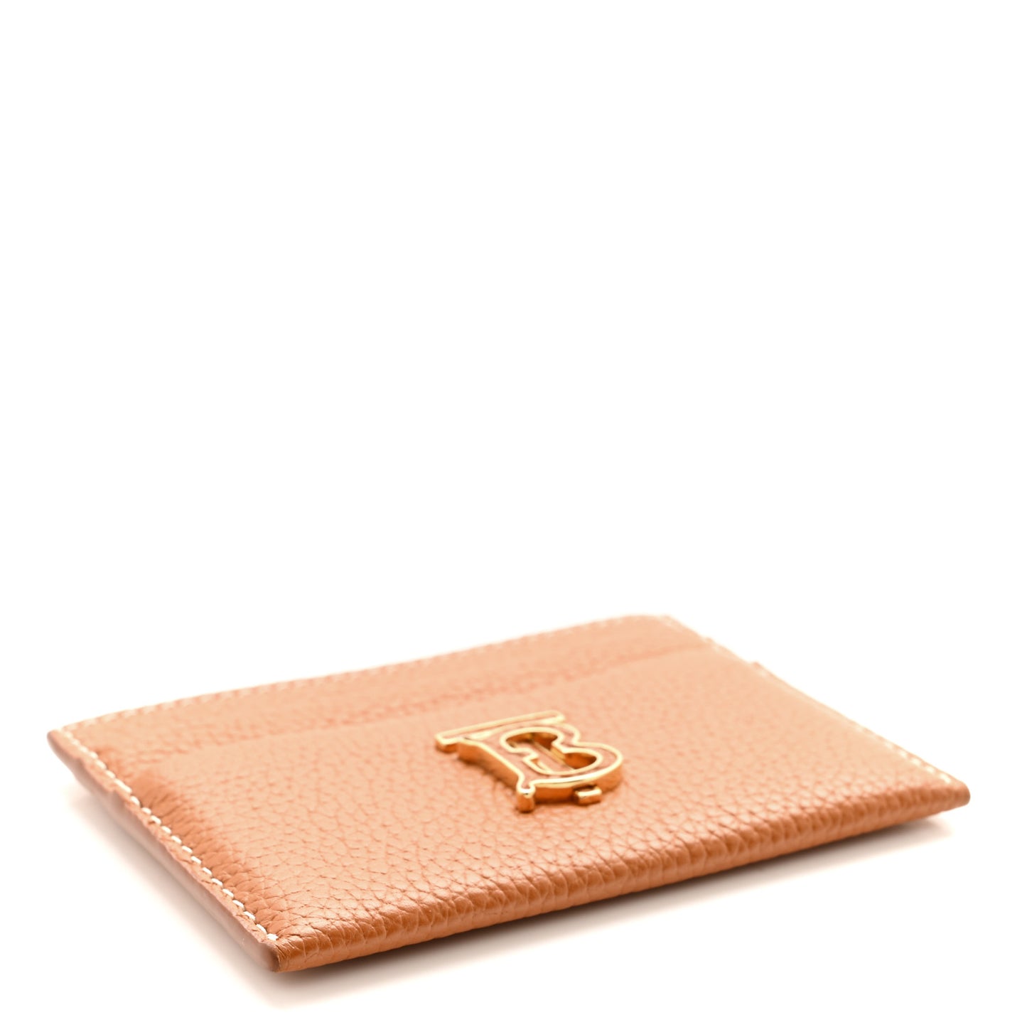 Grainy Calfskin TB Card Holder Warm Russet Brown