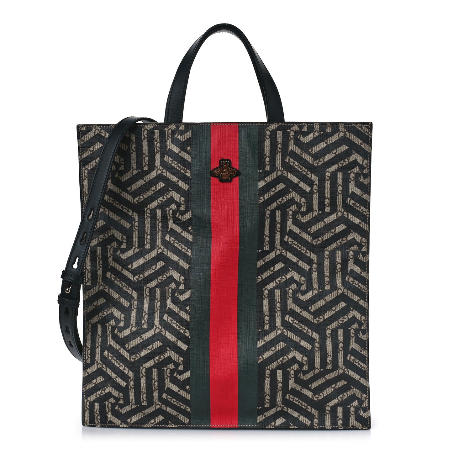 GG Supreme Monogram Caleido Web Vertical Tote Black