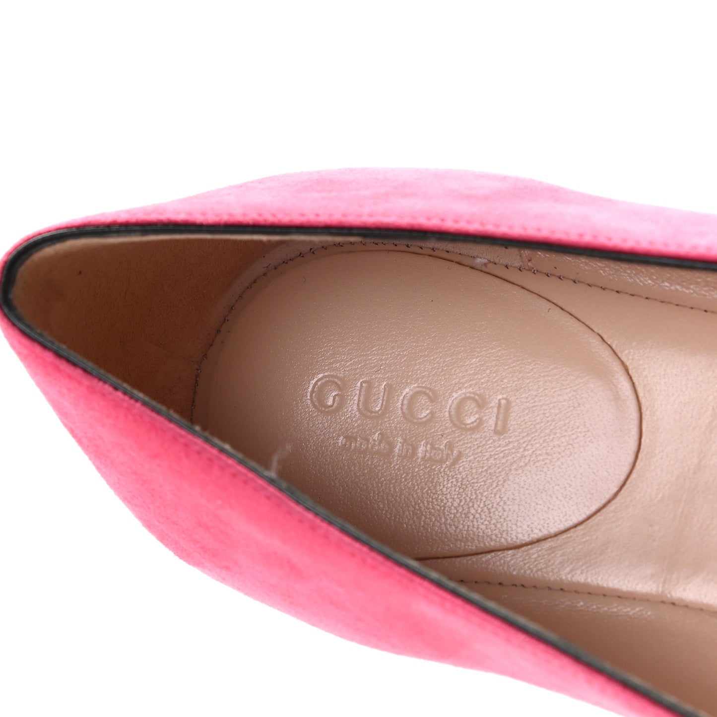 Kid Scamosciato GG Marmont Fringe Flats 37 Hot Pink