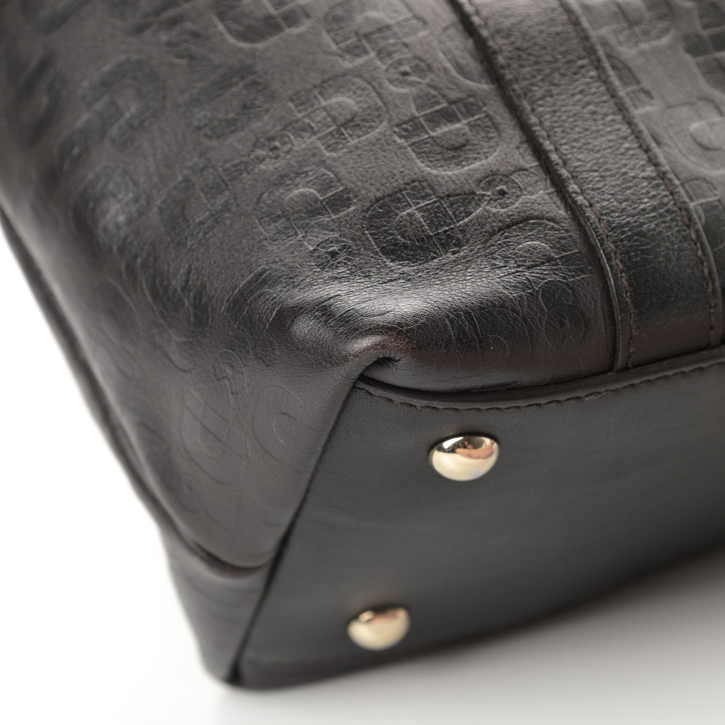 Calfskin Horsebit Embossed Medium Abbey Tote Dark Brown