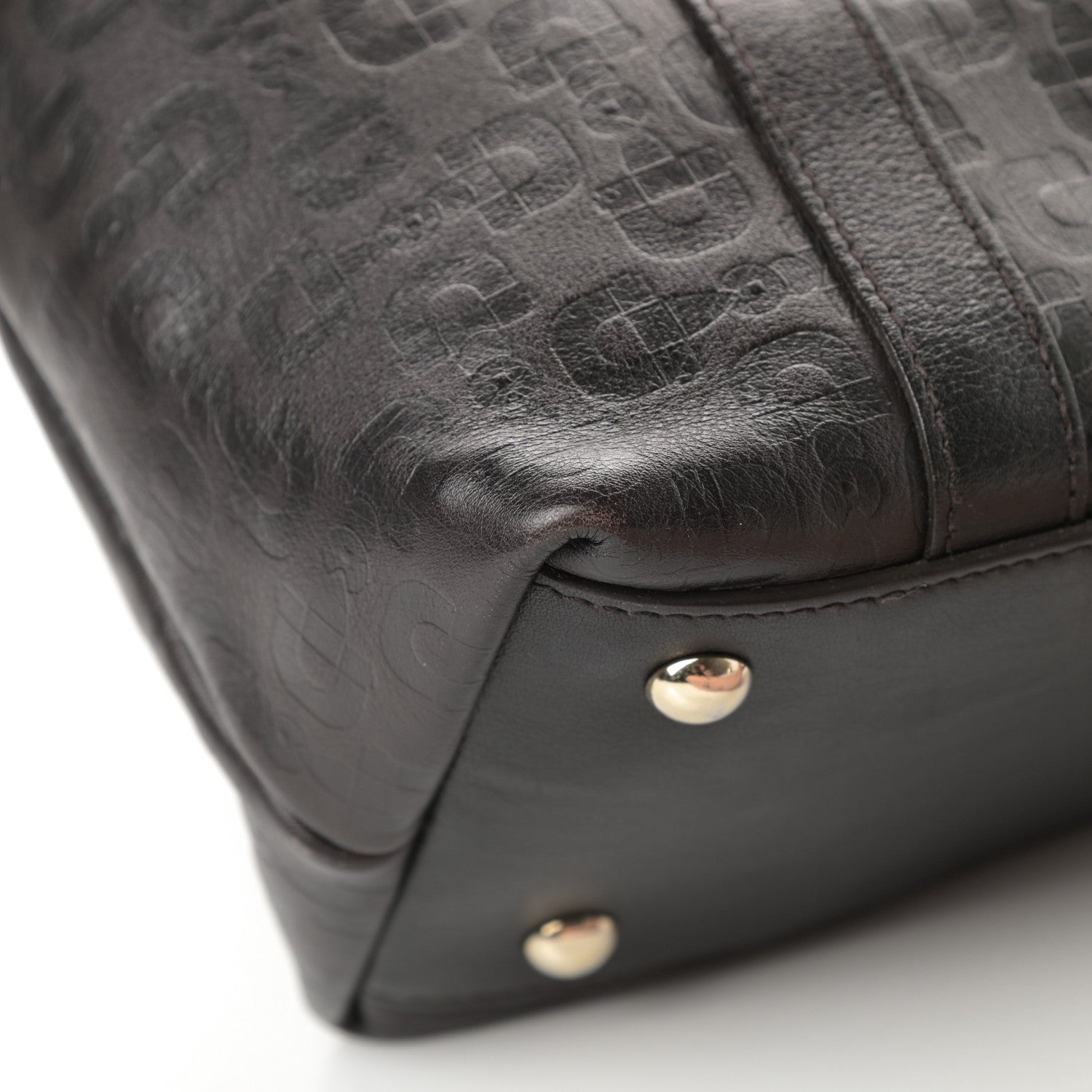 Gucci Calfskin Horsebit Embossed Medium Abbey Tote Dark Brown 9 of 14