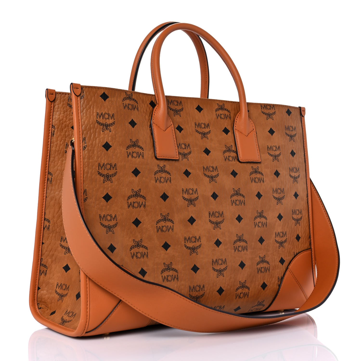 MCM Visetos Large Munich Tote Cognac 3 of 9
