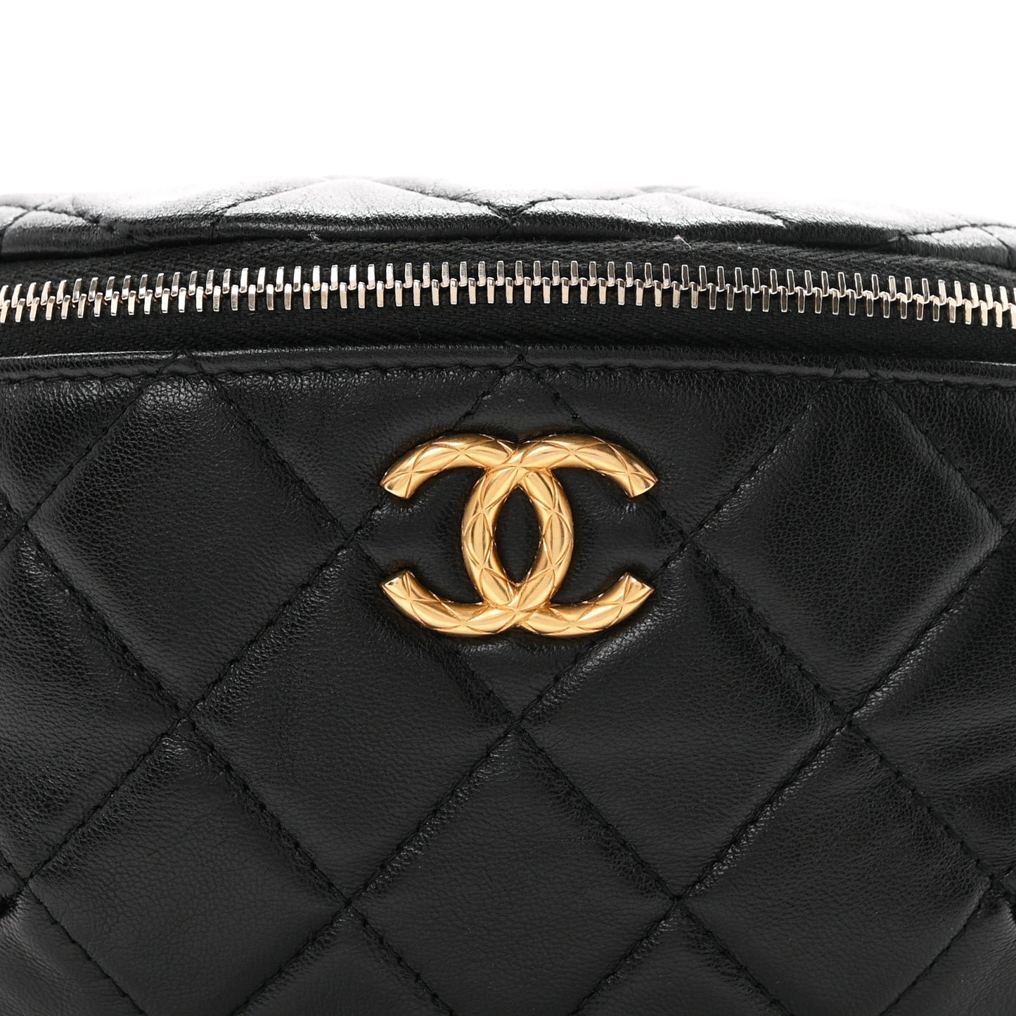 Lambskin Quilted Pillow Crush Belt Bag Black