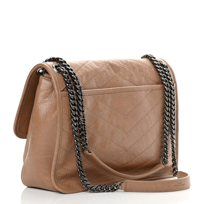 Saint Laurent Crinkled Calfskin Matelasse Monogram Medium Niki Chain Satchel Dark Toffee 3 of 10