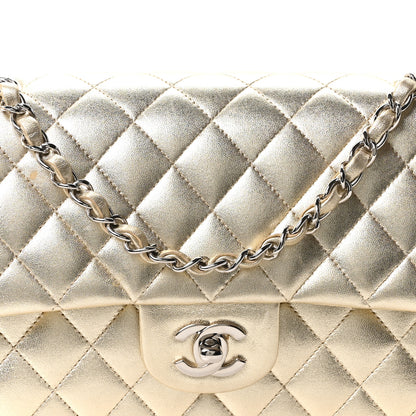 Chanel Metallic Lambskin Quilted Medium Double Flap Pale Gold 7 of 9