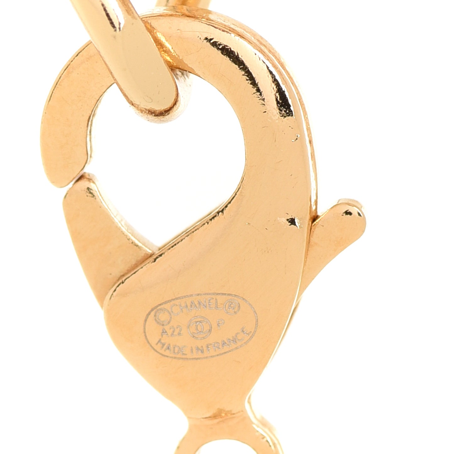 Metal Calfskin Leopard Print CC Pendant Necklace Gold Black Beige