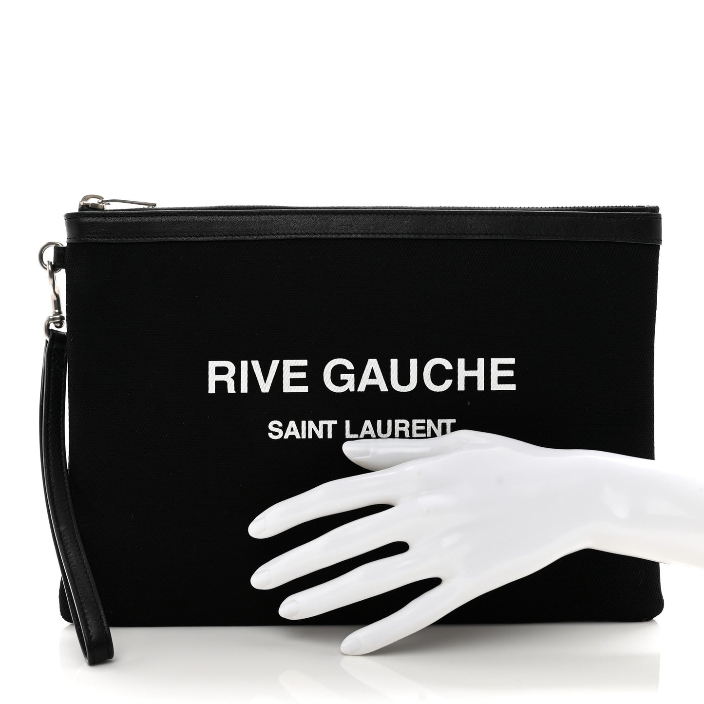 Linen Canvas Rive Gauche Zipped Pouch Black