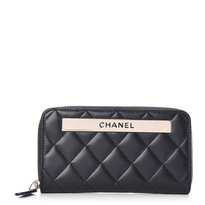 Chanel Lambskin Quilted Small Trendy CC Zip Around Wallet Black 1 of 9