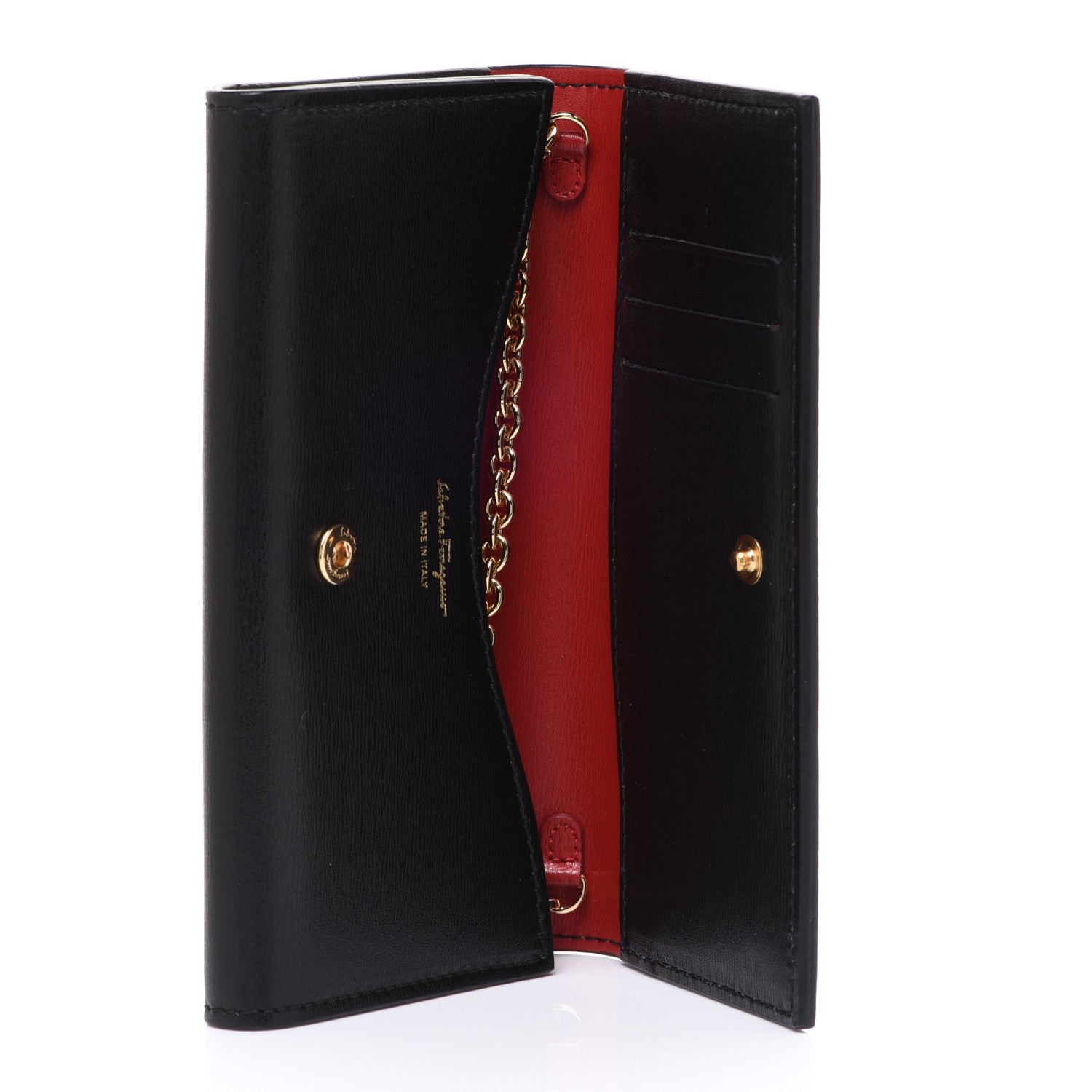 Salvatore Ferragamo Calfskin City Wallet On Chain Black 5 of 7