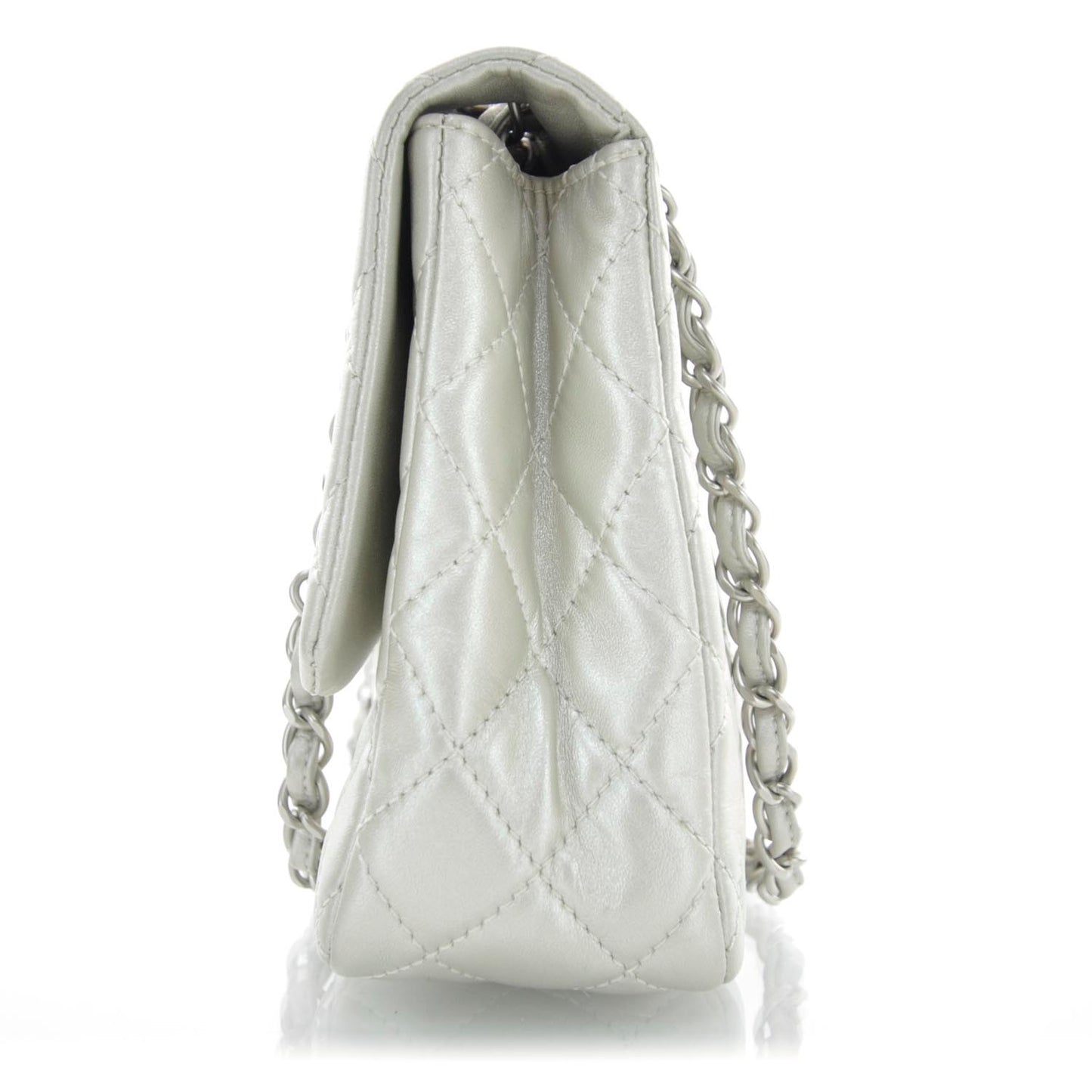 Lambskin Jumbo Flap Silver