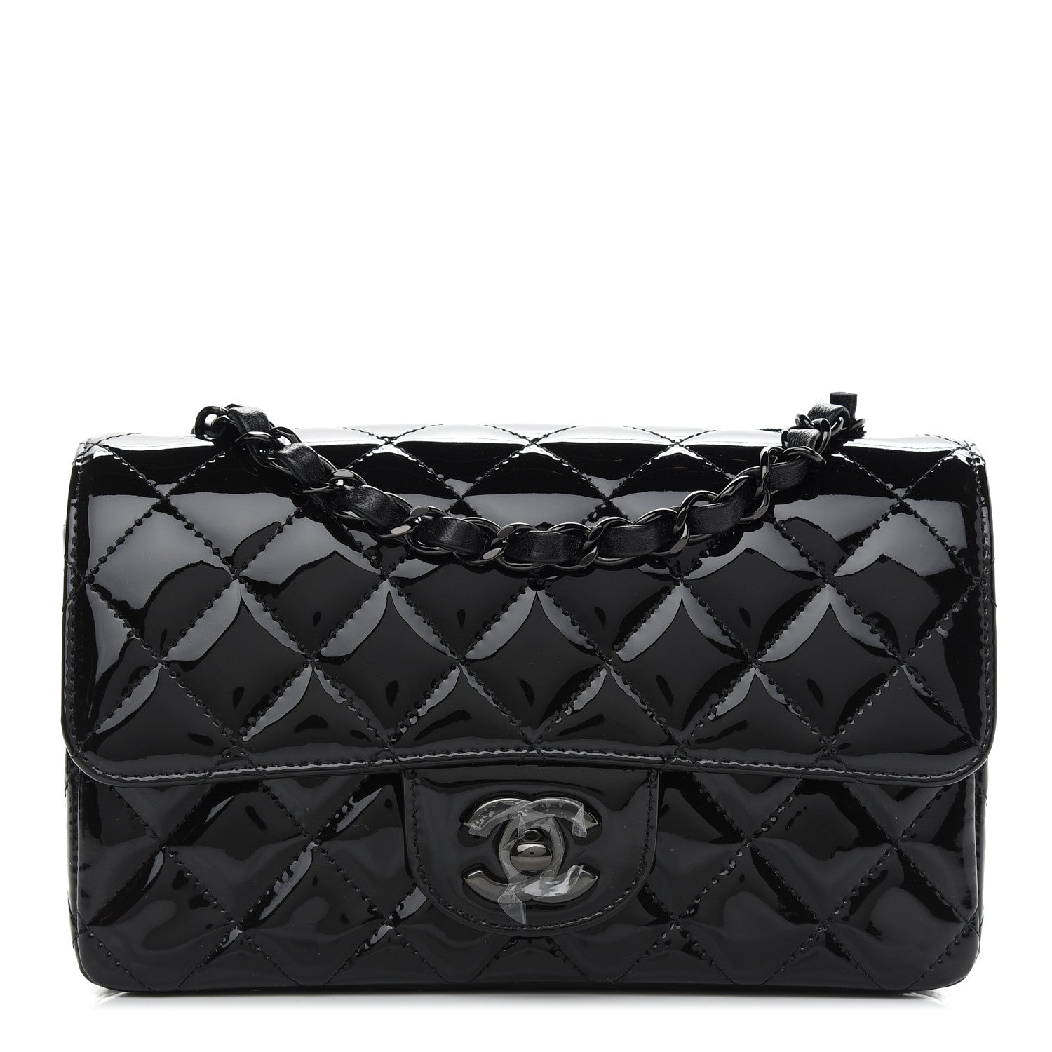 Chanel Patent Calfskin Quilted Mini Rectangular Flap So Black 1 of 8
