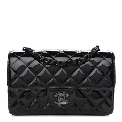Chanel Patent Calfskin Quilted Mini Rectangular Flap So Black 1 of 8