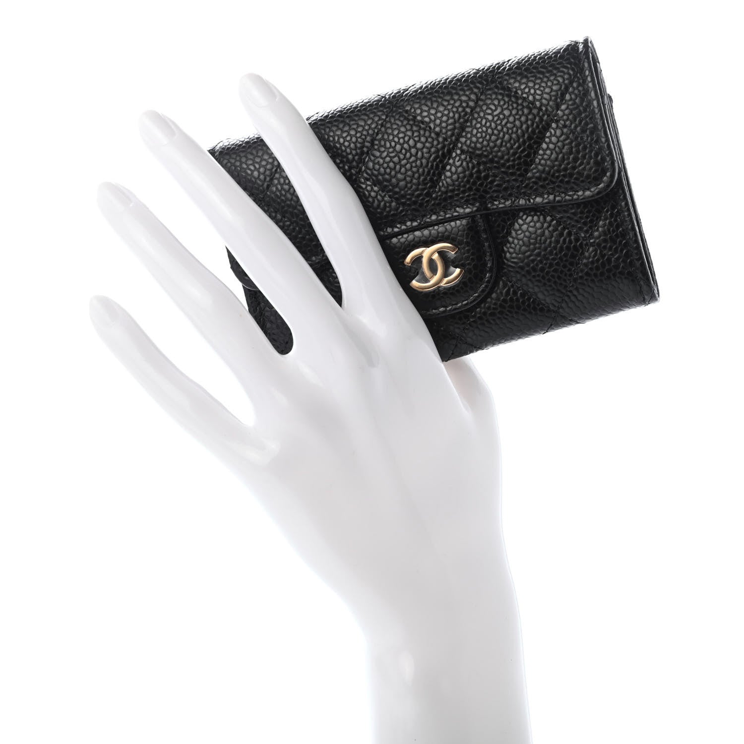 Chanel Caviar Quilted Flap Card Holder Wallet Black 2 of 9