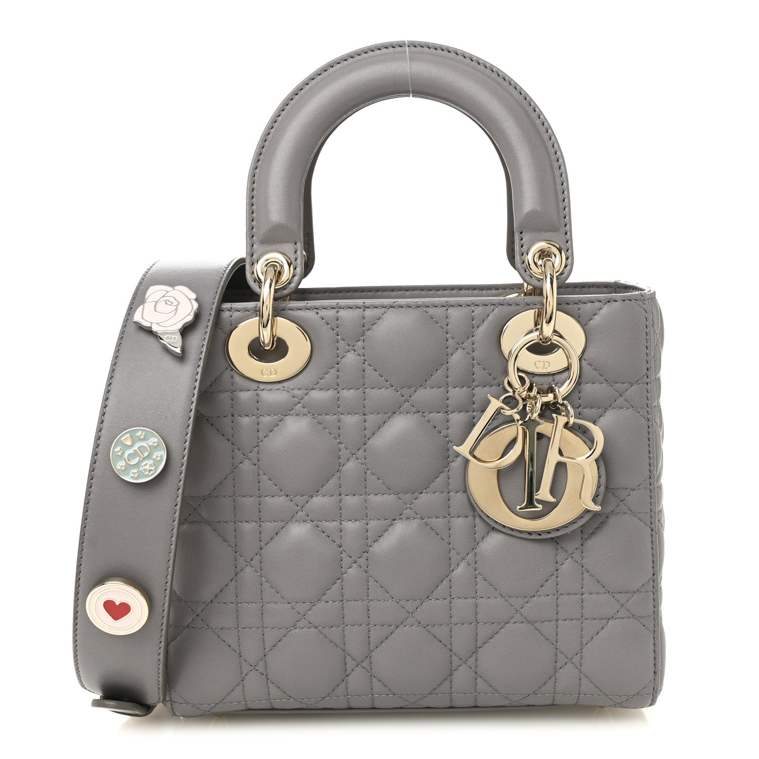 Christian Dior Lambskin Cannage Small Lucky Badges My Lady Dior Grey 1 of 10