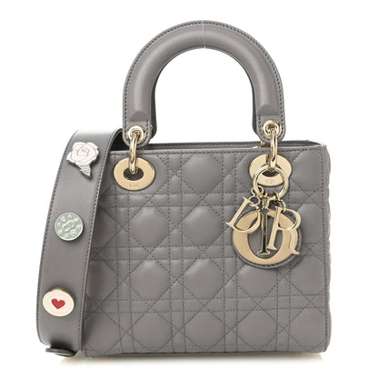 Christian Dior Lambskin Cannage Small Lucky Badges My Lady Dior Grey 1 of 10