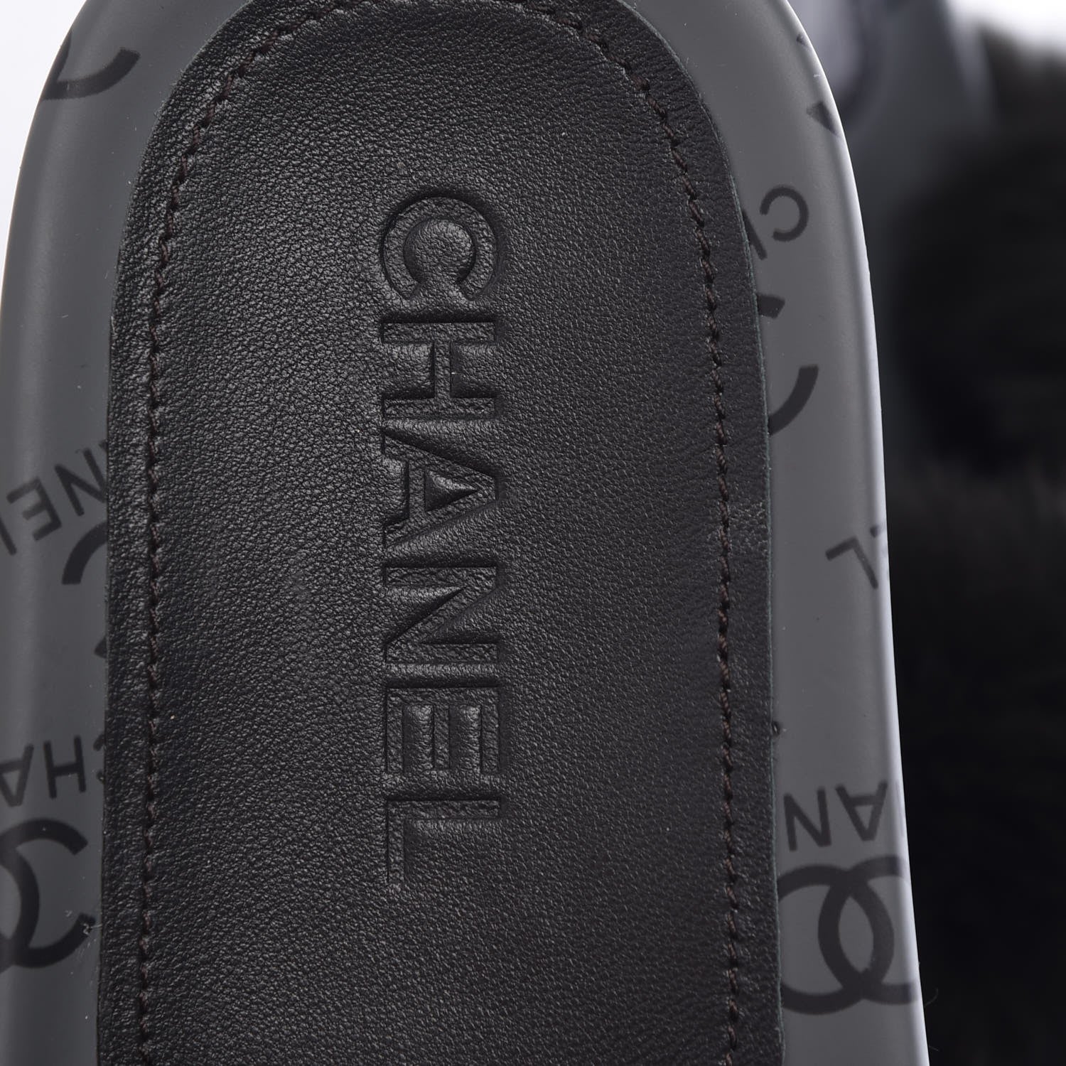 Chanel Orylag Fur Flat Sandals 37 Dark Grey 7 of 8