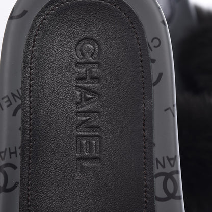 Chanel Orylag Fur Flat Sandals 37 Dark Grey 7 of 8