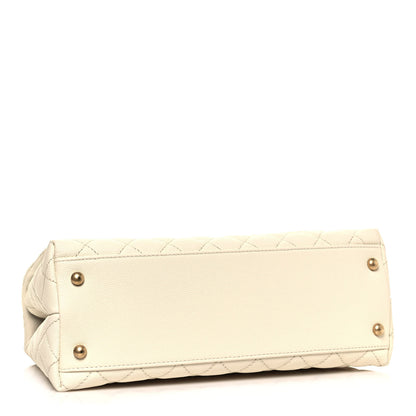 Chanel Caviar Lizard Quilted Small Coco Handle Flap Ivory 4 of 11