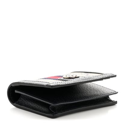 Gucci GG Supreme Monogram Textured Dollar Calfskin Web Ophidia Card Case Beige Blue 4 of 9
