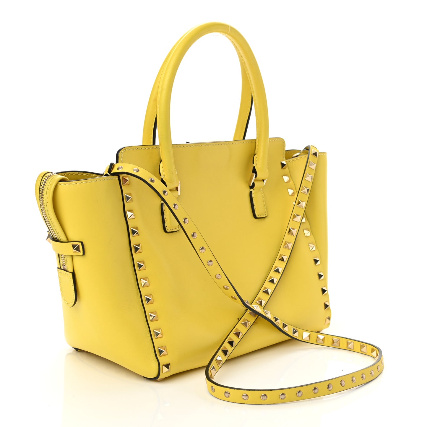 Vitello Small Rockstud Double Handle Tote Naples Yellow