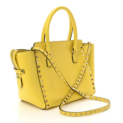 Valentino Garavani Vitello Small Rockstud Double Handle Tote Naples Yellow 3 of 9