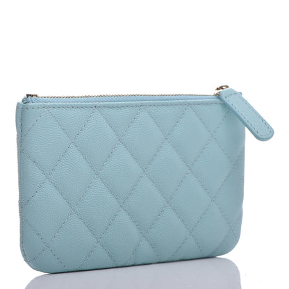 Chanel Caviar Quilted Small Cosmetic Case Light Blue 3 of 10