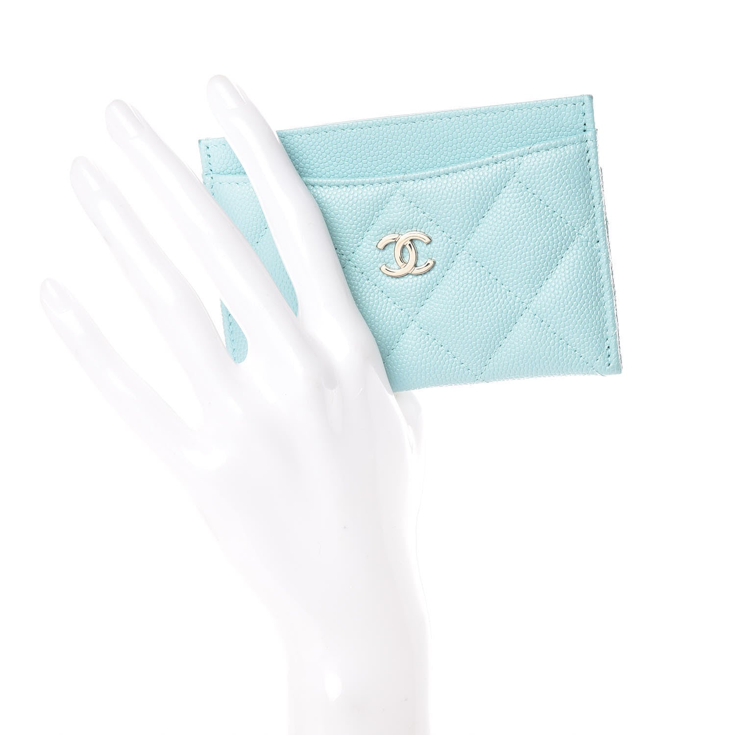 Chanel Caviar Quilted Card Holder Light Blue 2 of 11