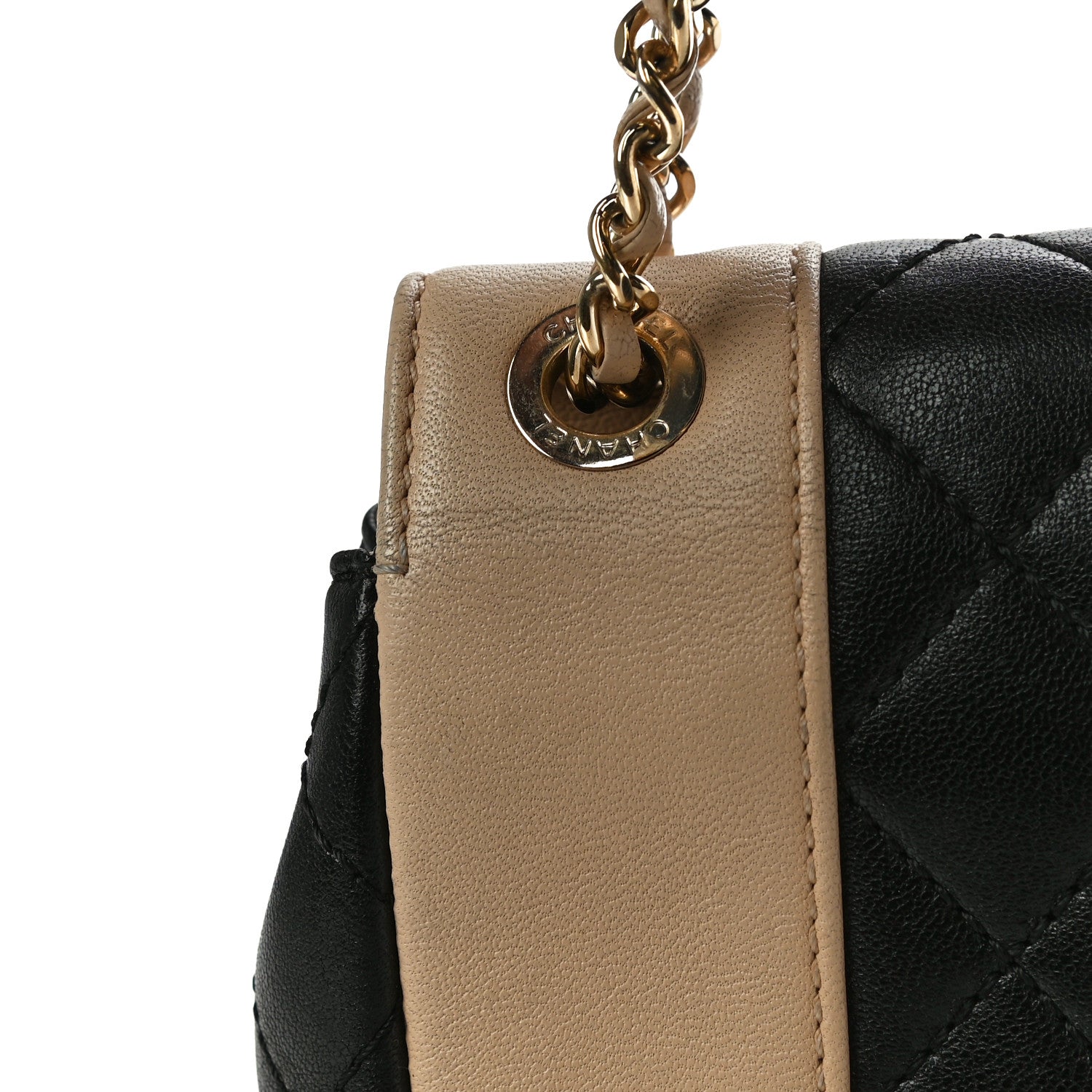Chanel Sheepskin Quilted Medium Vintage Mademoiselle Flap Beige Black 12 of 12