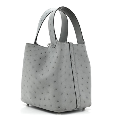 Hermes Ostrich Picotin Lock 18 Bleu Glacier 3 of 11