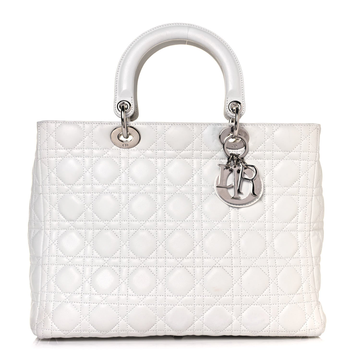 Christian Dior Lambskin Cannage Large Lady Dior White 1 of 13