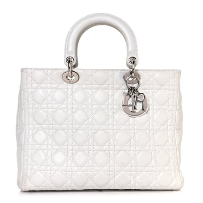 Christian Dior Lambskin Cannage Large Lady Dior White 1 of 13