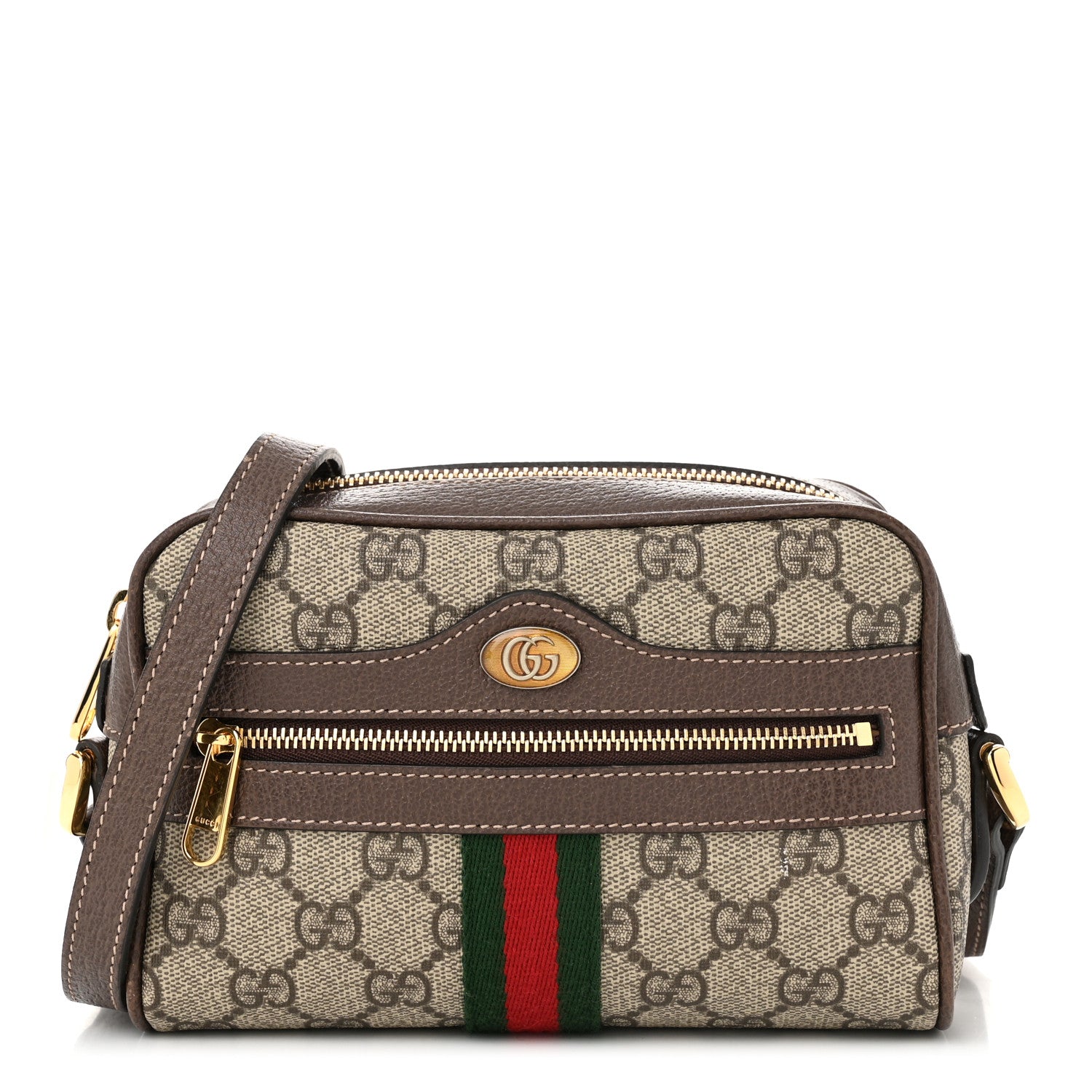 Gucci GG Supreme Monogram Web Mini Ophidia Shoulder Bag Brown 1 of 10