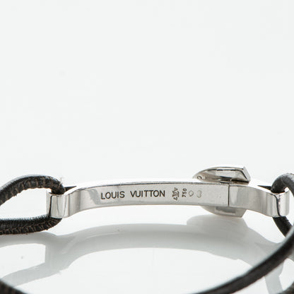 Louis Vuitton 18K White Gold Clip Bar Cord Bracelet Black 4 of 4