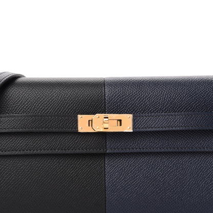 Hermes Epsom Casaque Kelly Wallet To Go Black Bleu Indigo Bleu Frida 9 of 10