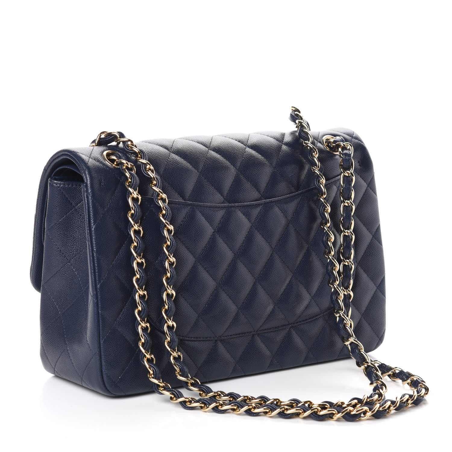 Chanel Caviar Quilted Jumbo Double Flap Navy Blue 3 of 9