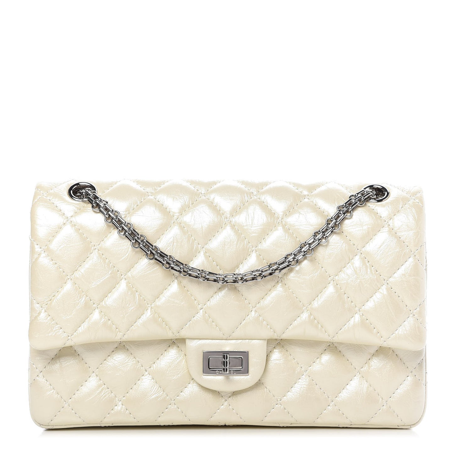 Metallic Aged Calfskin Quilted 2.55 Reissue 226 Flap White