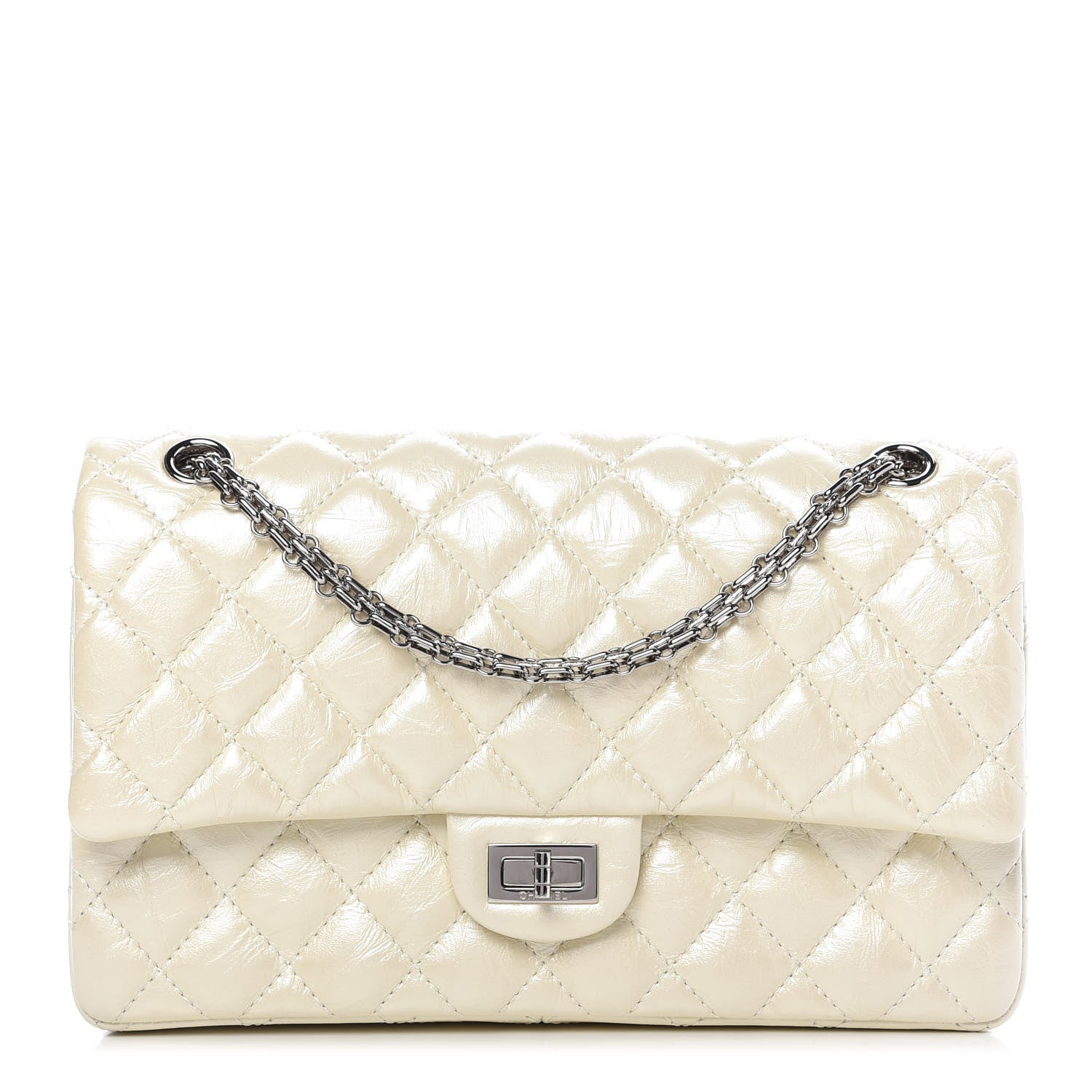 Chanel Metallic Aged Calfskin Quilted 2.55 Reissue 226 Flap White 1 of 9