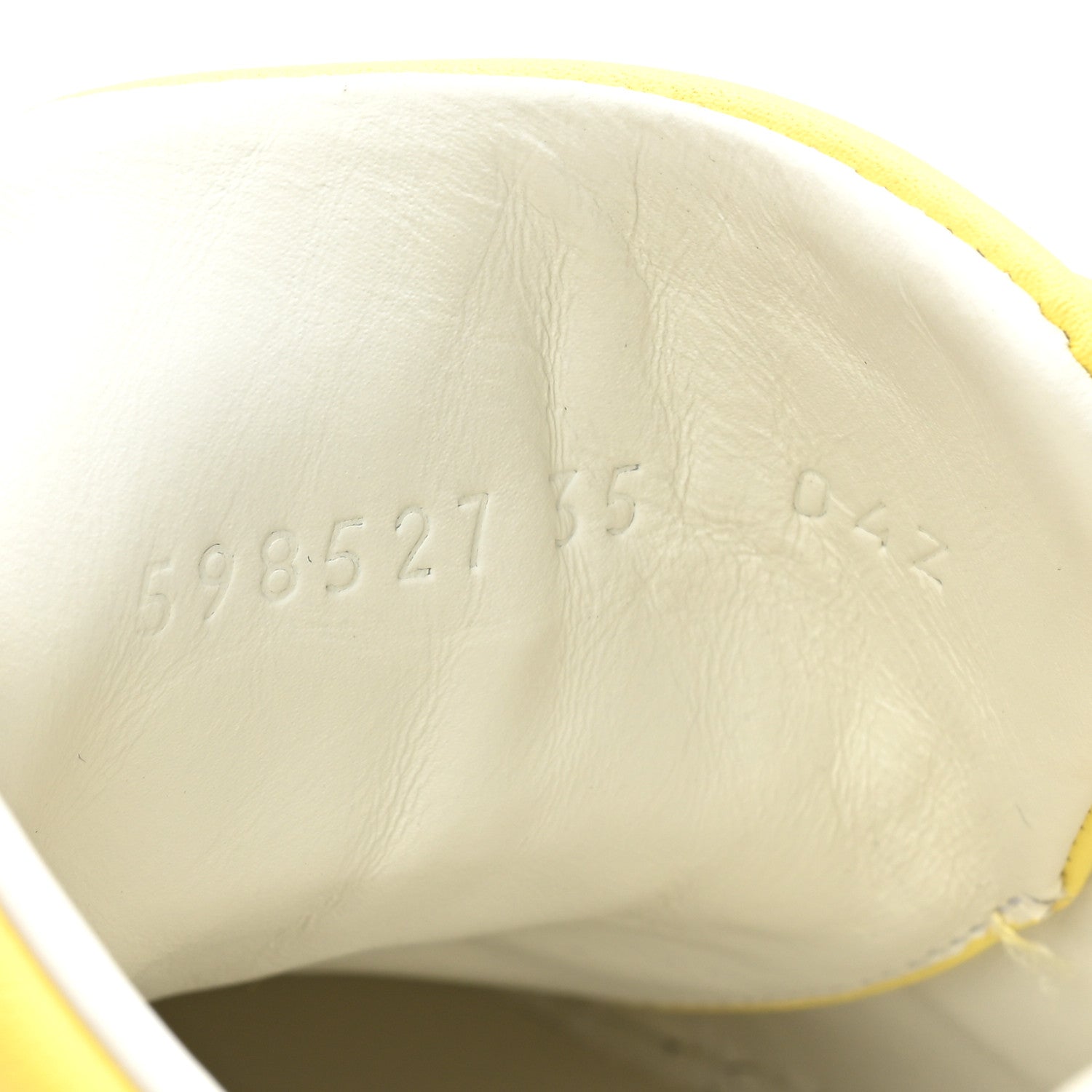 Gucci Calfskin Interlocking G Perforated Womens Ace Sneakers 35 Banana Straw Yellow 9 of 9