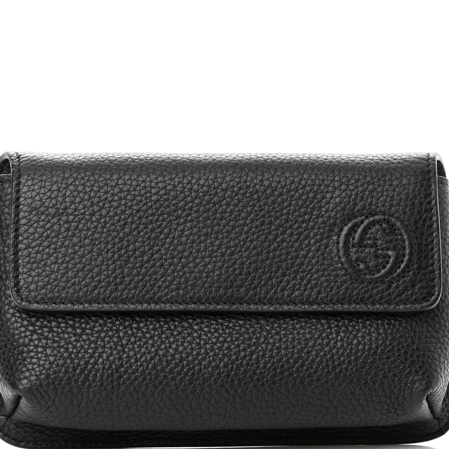 Pebbled Calfskin Soho Flap Belt Bag Black