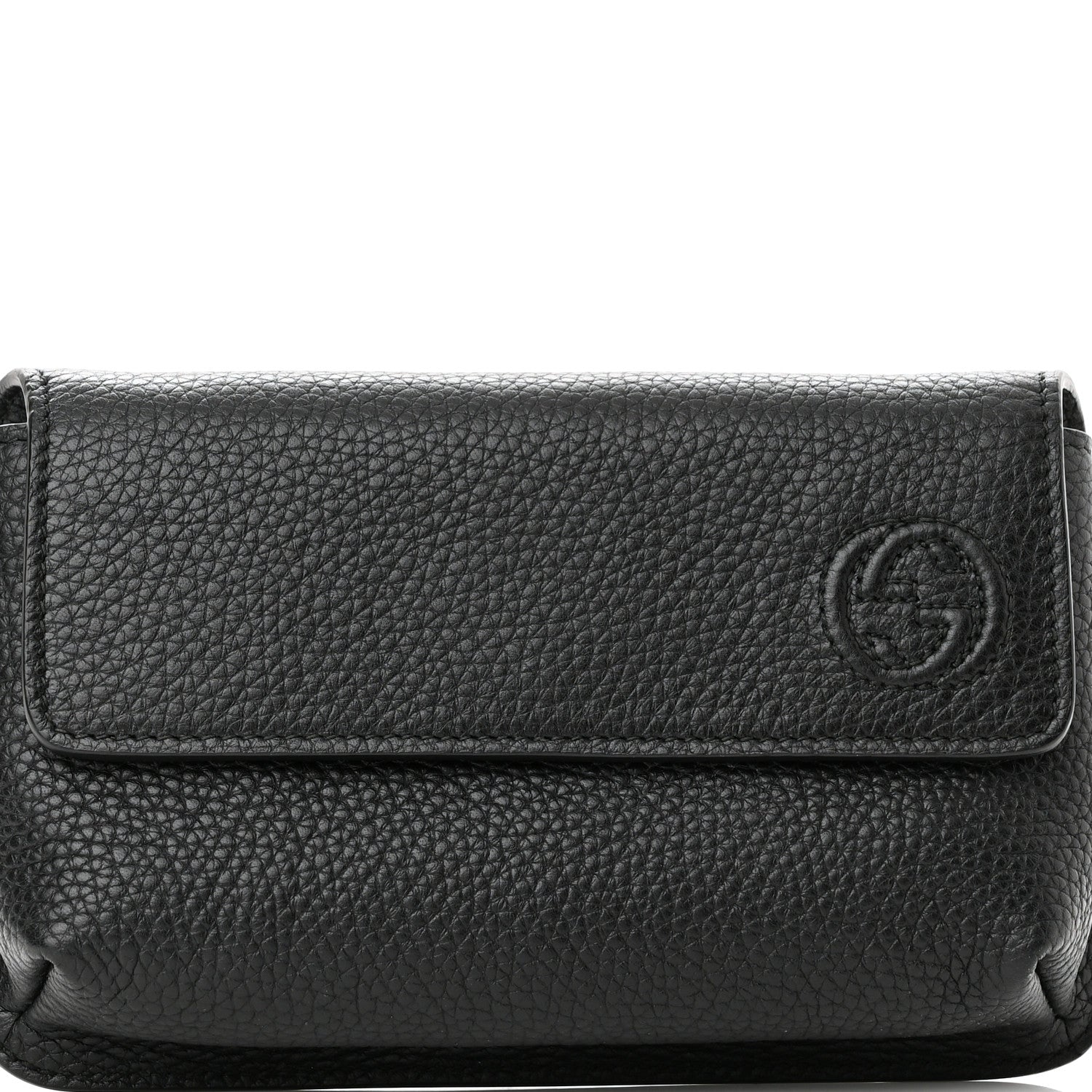 Gucci Pebbled Calfskin Soho Flap Belt Bag Black 8 of 11