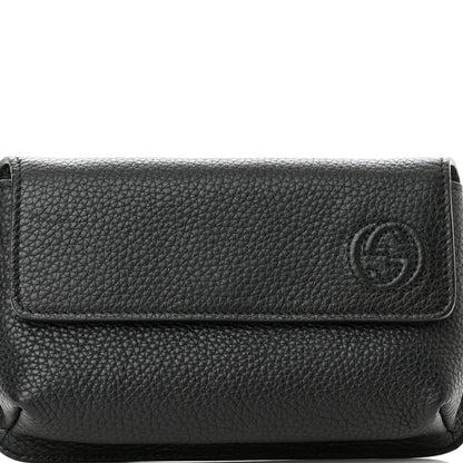 Gucci Pebbled Calfskin Soho Flap Belt Bag Black 8 of 11