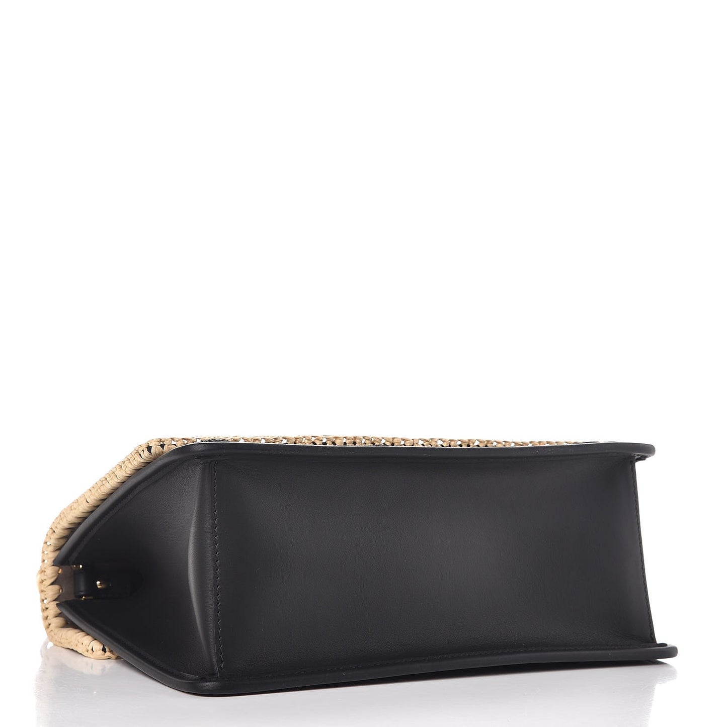 Vitello Century Raffia Snakeskin F is Fendi FF Woven Embroidered Kan I Shoulder Bag Black Natural