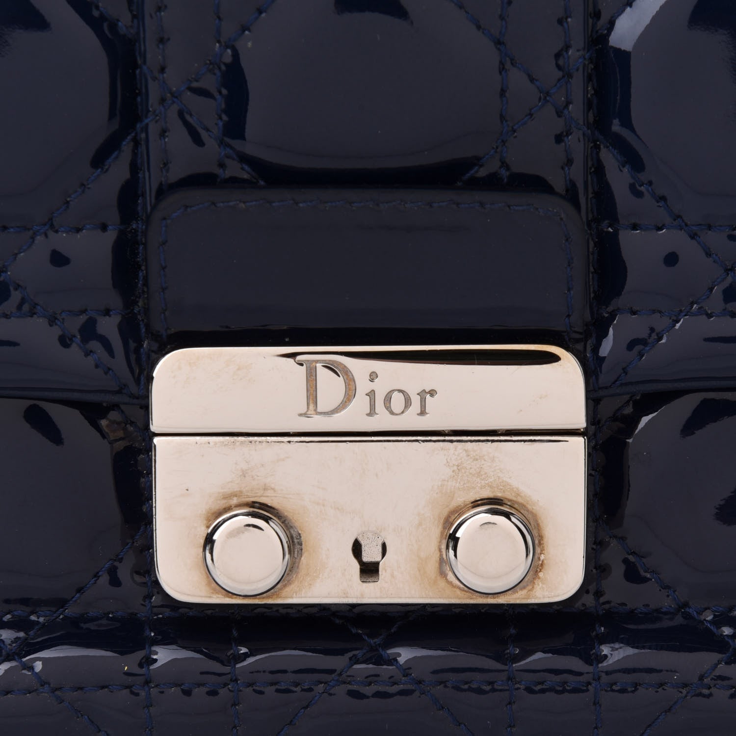Christian Dior Patent Cannage New Lock Pouch Navy Blue 6 of 11