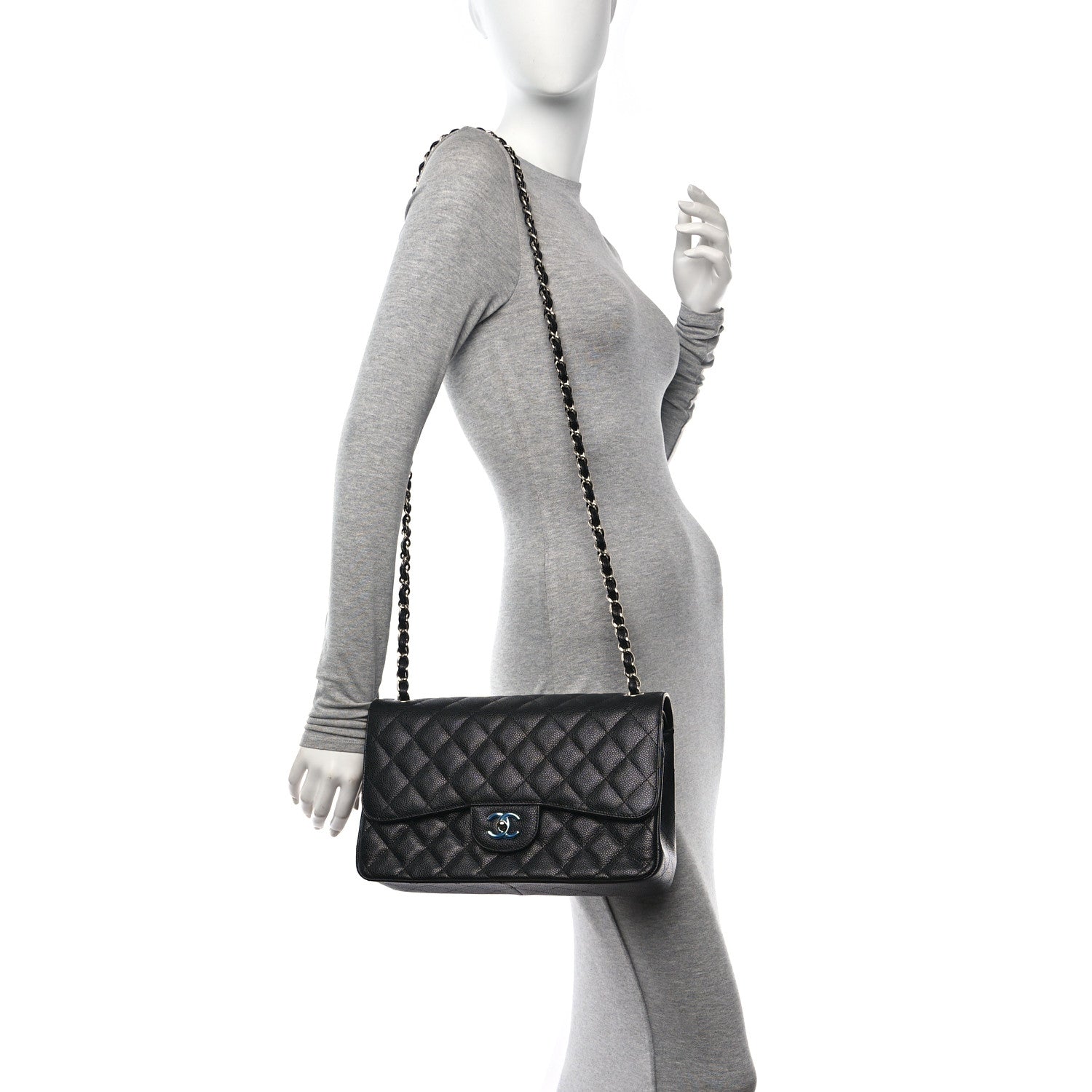 Chanel Caviar Quilted Jumbo Double Flap Black 2 of 11