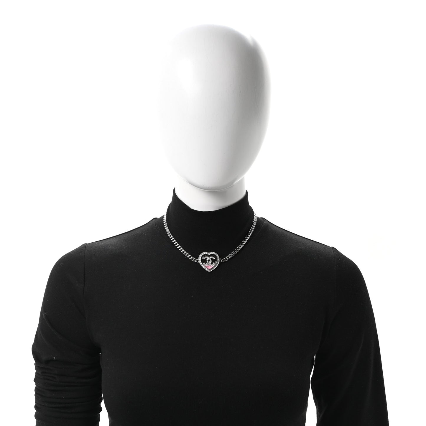 Resin Crystal Glitter CC Heart Choker Silver Black Pink