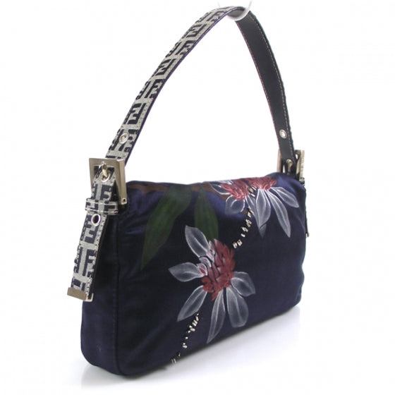 Satin Floral Baguette Navy