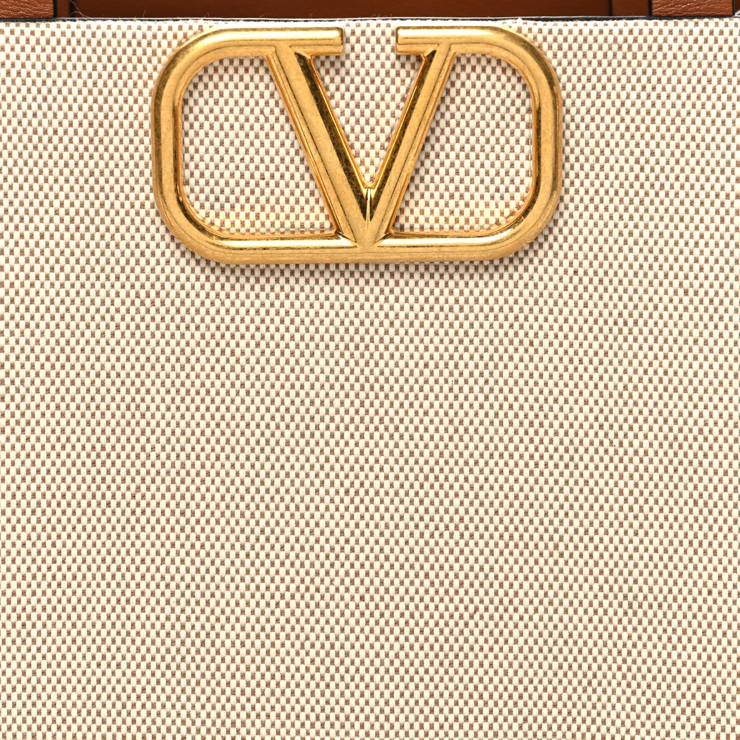 Valentino Garavani Canvas Calfskin Small Vlogo Signature Handbag Beige Selleria 7 of 10