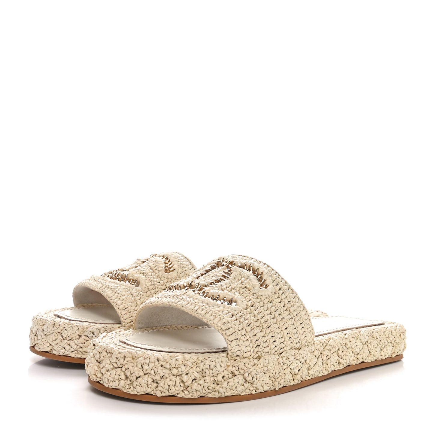 Raffia CC Espadrille Slip On Sandals 37 Beige